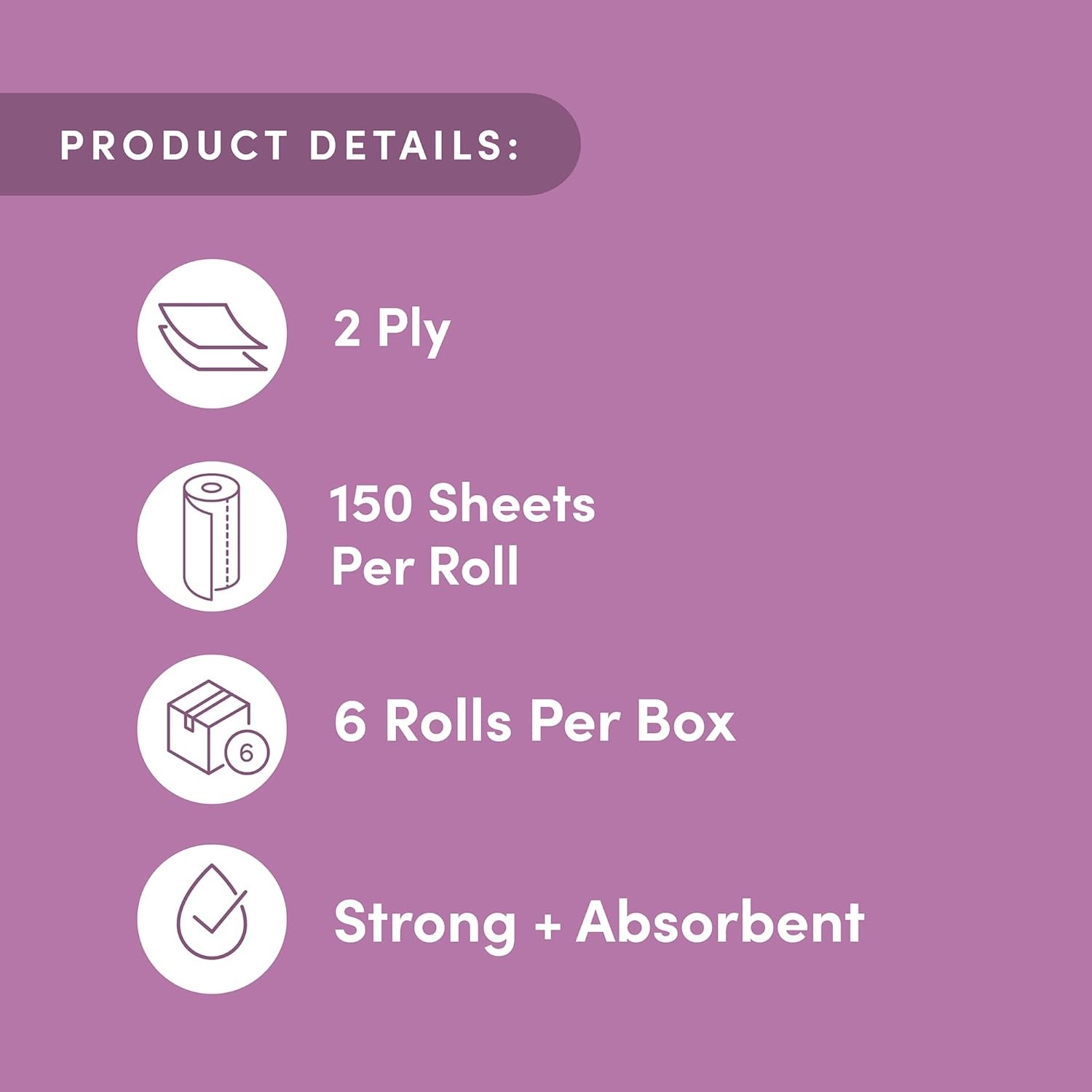 Bamboo Paper Towels, 6 Rolls, 2 ply, FSC Certified, 150 Sheets, 900 Count,