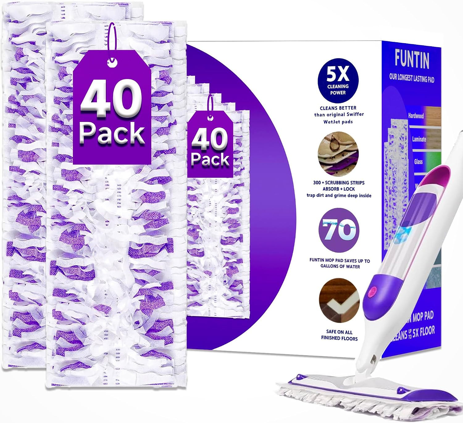 Power Mop Pads for Swiffer Powermop, Unscented Disposable Mop Refills
