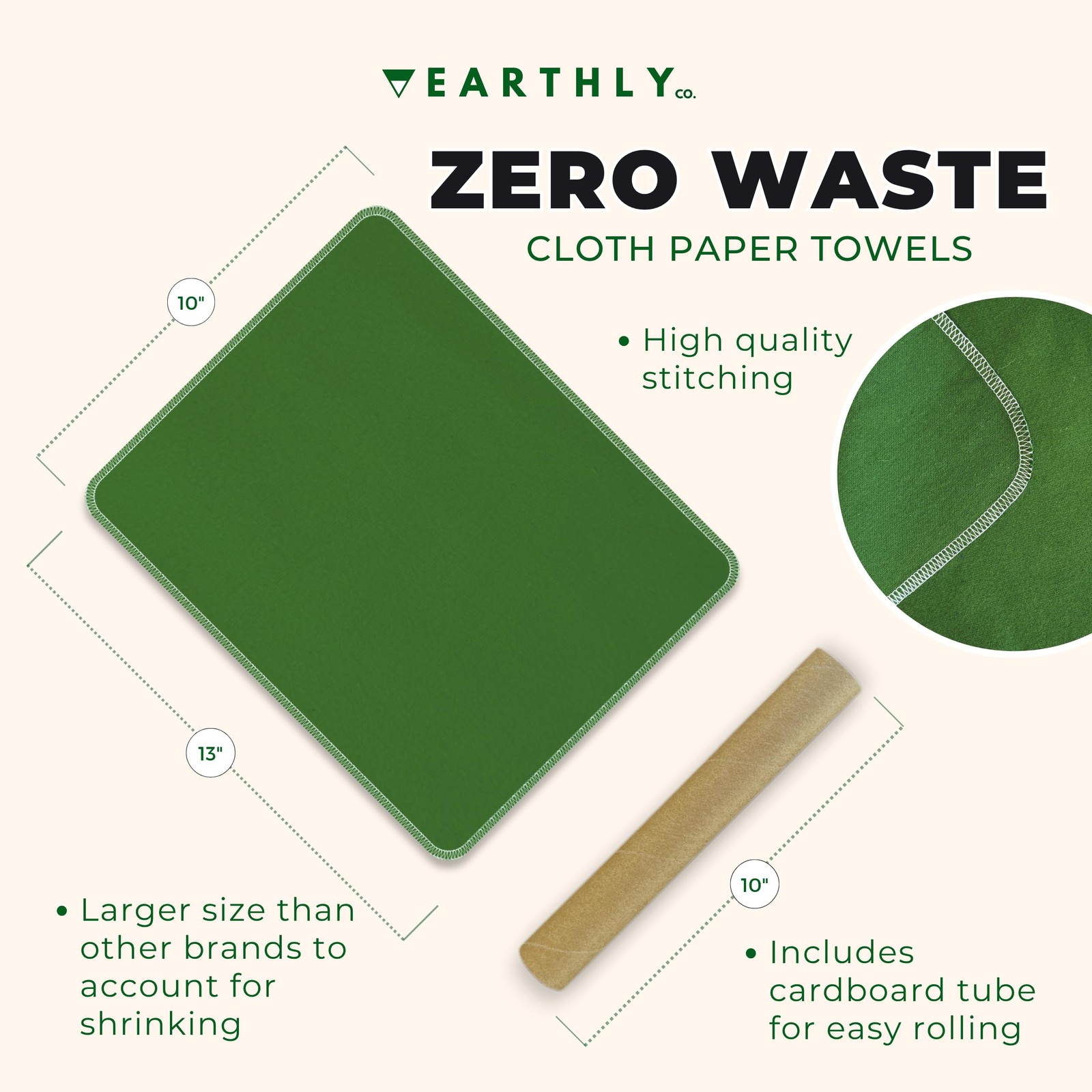 Earthly Co. Reusable Paper Towels – 24 Pack – Roll of Washable Cotton Cloth P…