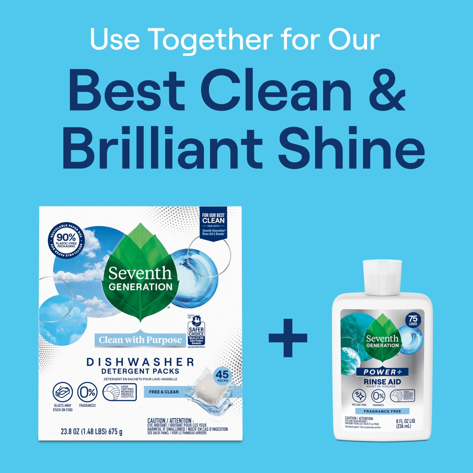 Seventh Generation Power Dishwasher Rinse Aid Fragrance 8 Fl Oz Pack Of 9