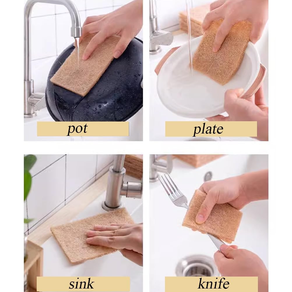 Sisal Scouring Pads 10 Pack NonScratch Dish Scrubbers Eco Friendly Kitchen Pots