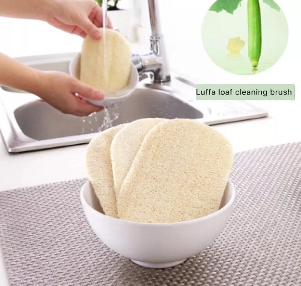 4 Eco-Friendly Natural Loofah Kitchen Sponges – Biodegradable Dishwashing Sponge