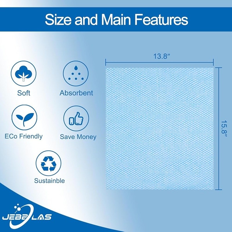 Reusable Cleaning Cloths 50 Count Household Wipes Thin Disposable Nonwoven 1-Ply