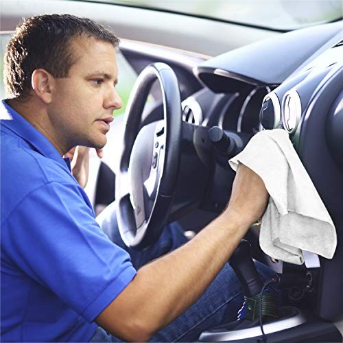 Shop Towels – Pack of 50 Reusable Cleaning Rags – Durable Quality Cotton White