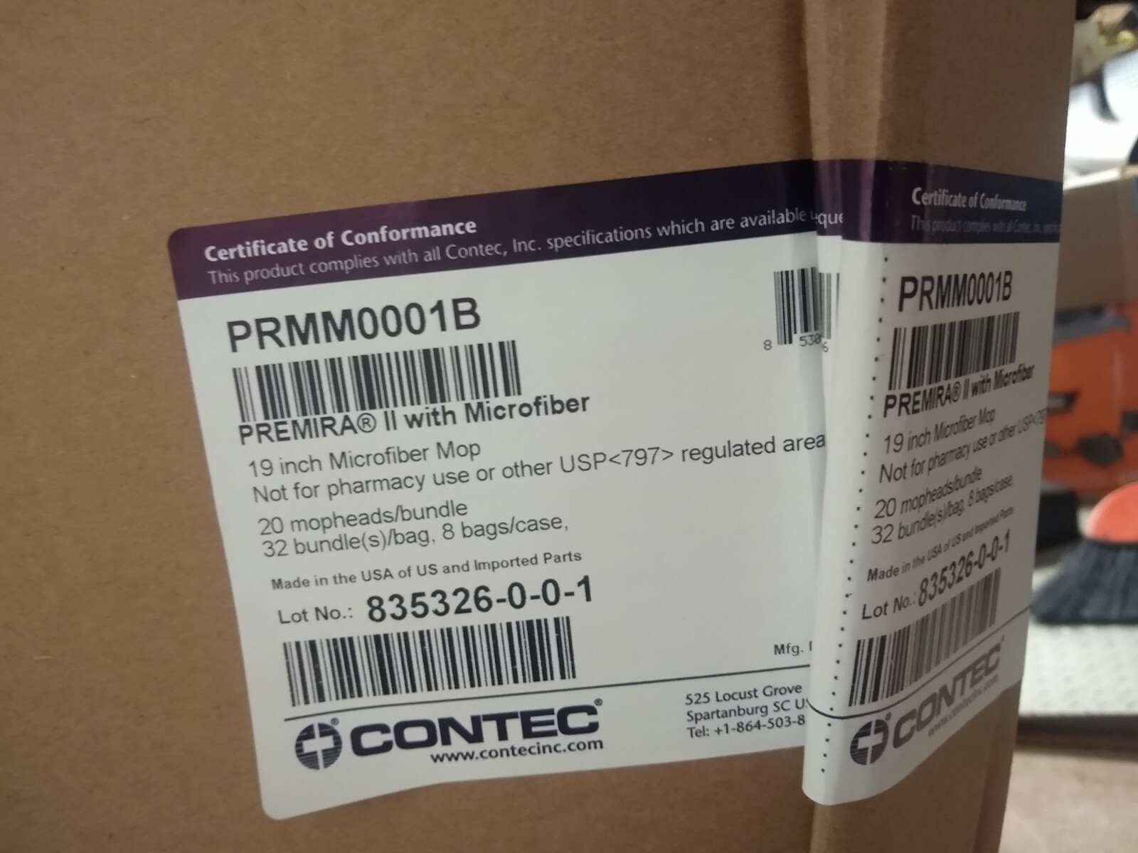 Contec PRMM0001 Premira II Microfiber Mop Pad 19in x 5in Pallet lot of 5120