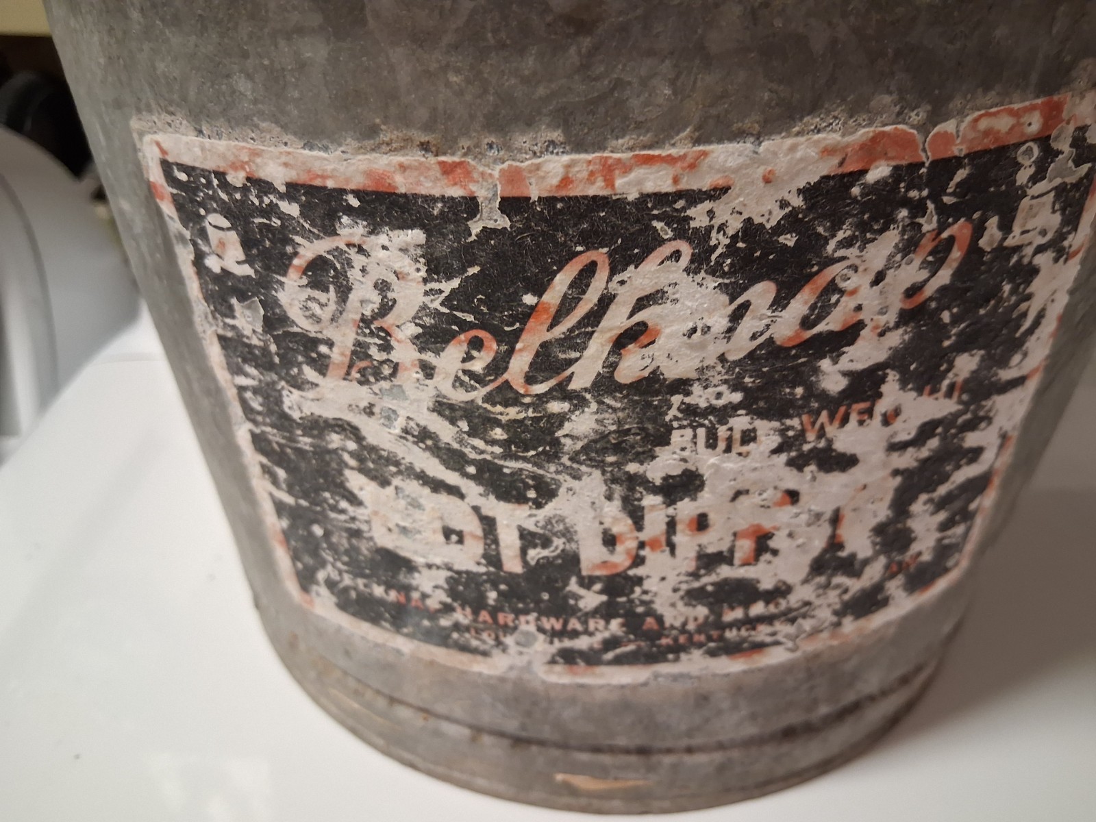 RARE Vintage Belknap Hardware Galvanized Bucket 9in tall x 10in wide