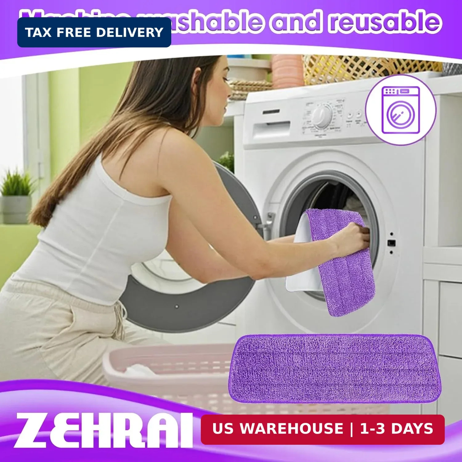 6 Pack Reusable Microfiber Mop Pads for Swiffer PowerMop, 13-16 Inch Spray Mop R