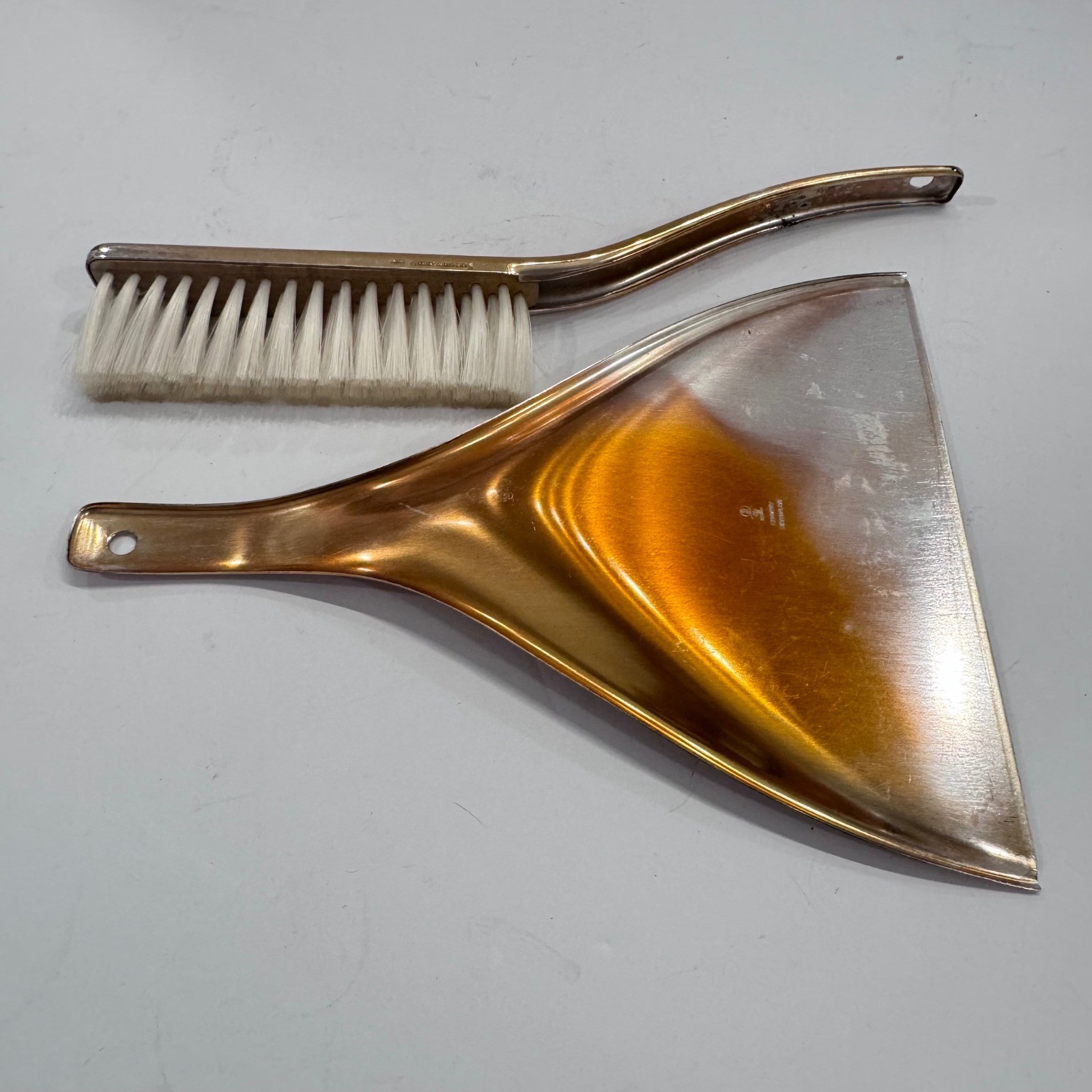 WMF IKORA Germany Silverplate Dustpan Brush Set Vintage Art Deco Cleaning Tool