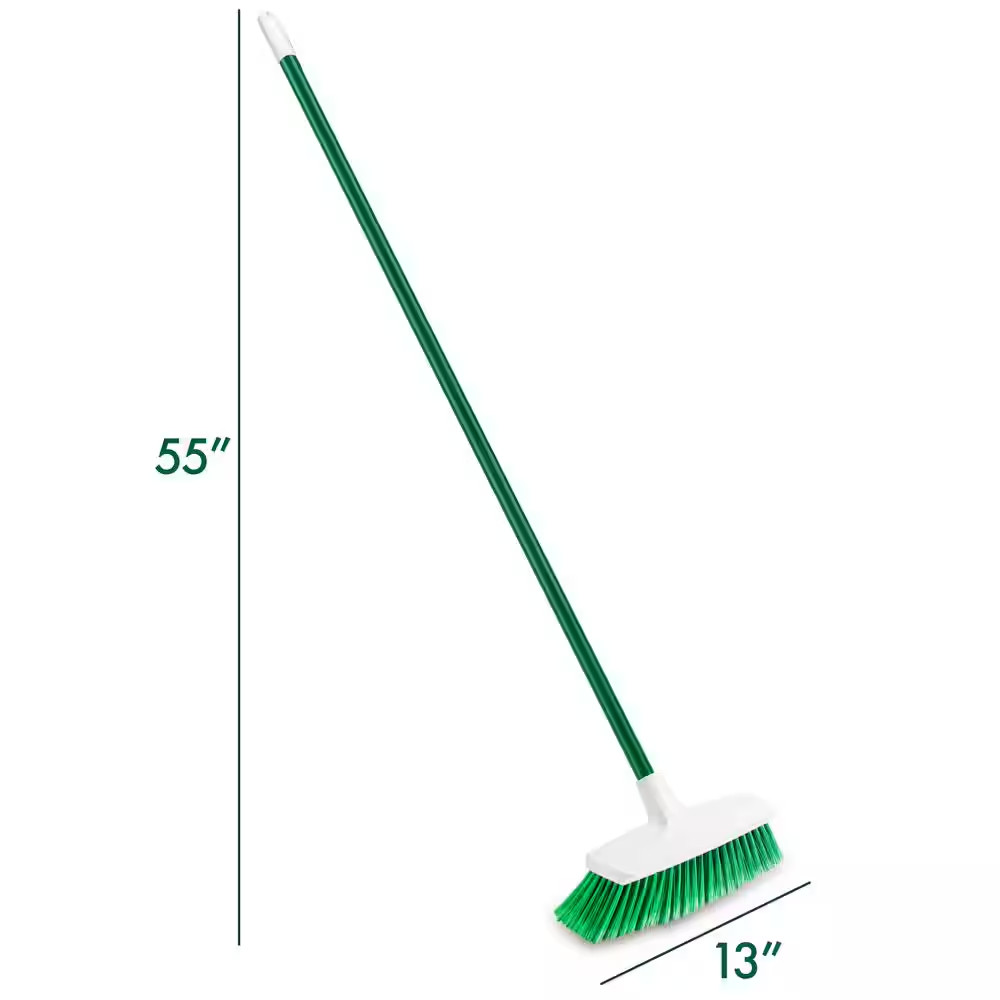 13 In. Smooth Surface Push Broom with Steel Handle (2-Pack)