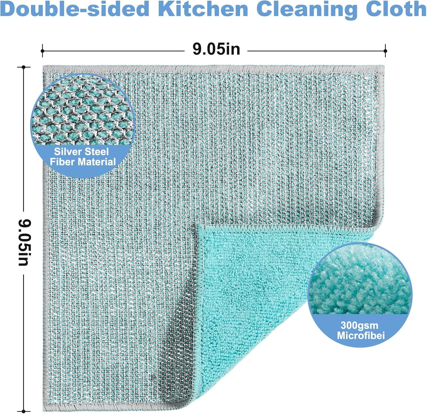 New Upgrade 2-Layer Microfiber Wire Dishcloth, Non-Scratch Wire
