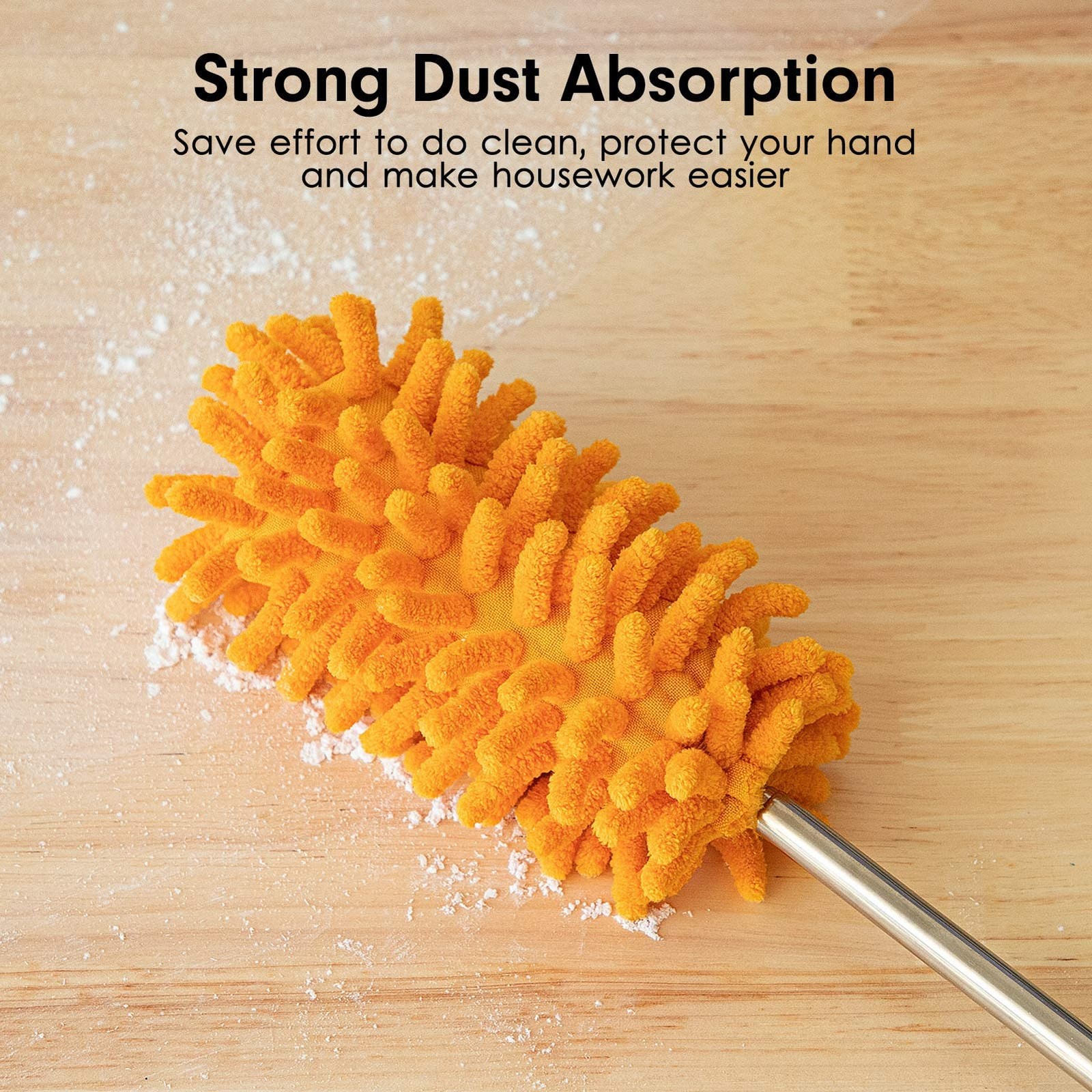 Microfiber Duster for Cleaning, Tukuos Hand Washable 2 Attachments, Orange