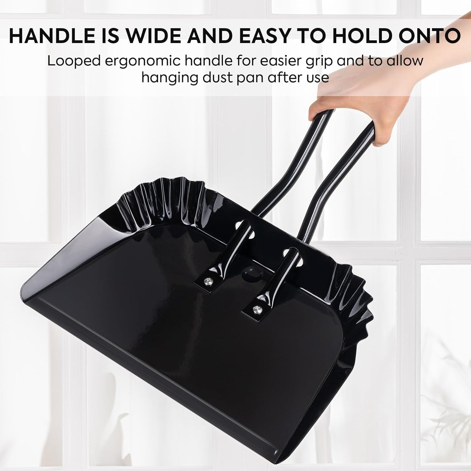 17In Extra Large Dust Pan and Brush Set,Commercial Heavy-Duty Dust Pans and Wood