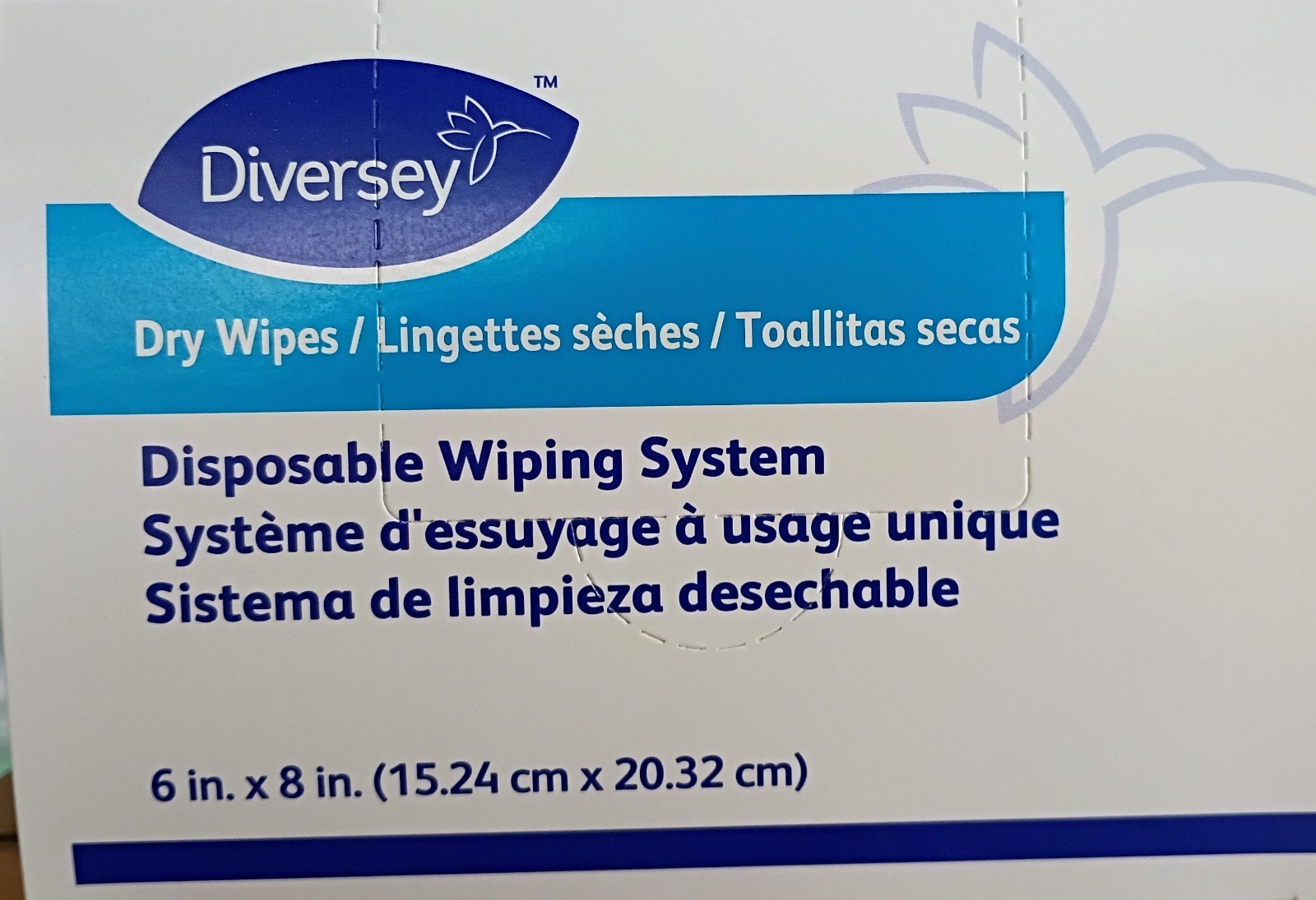 Box Diversey Dry Wipes White D1228884, 500/Box ,(500 Wipes Total)