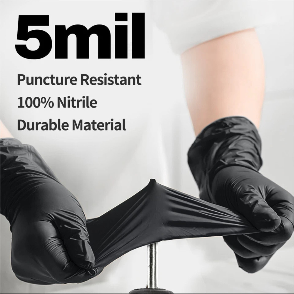Advance Black Nitrile Exam Gloves 5 Mil Powder Free Latex Free Bulk 1000ct Glove