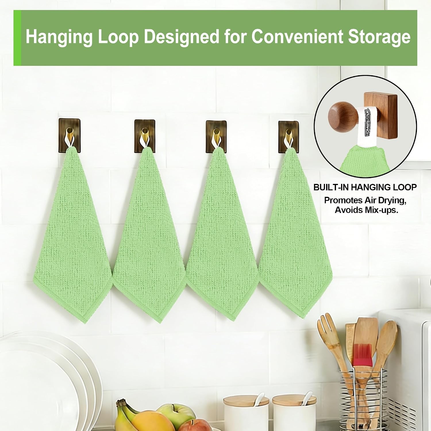 Microfiber Cleaning Cloth, 12 Pack Green Cleaning Rags,12″ X 11″ Lint Dish