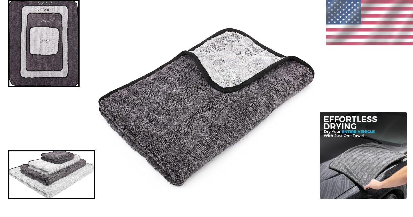 Ultra-Absorbent 20x30in Gauntlet Car Drying Towel – Soft and Durable 900gsm