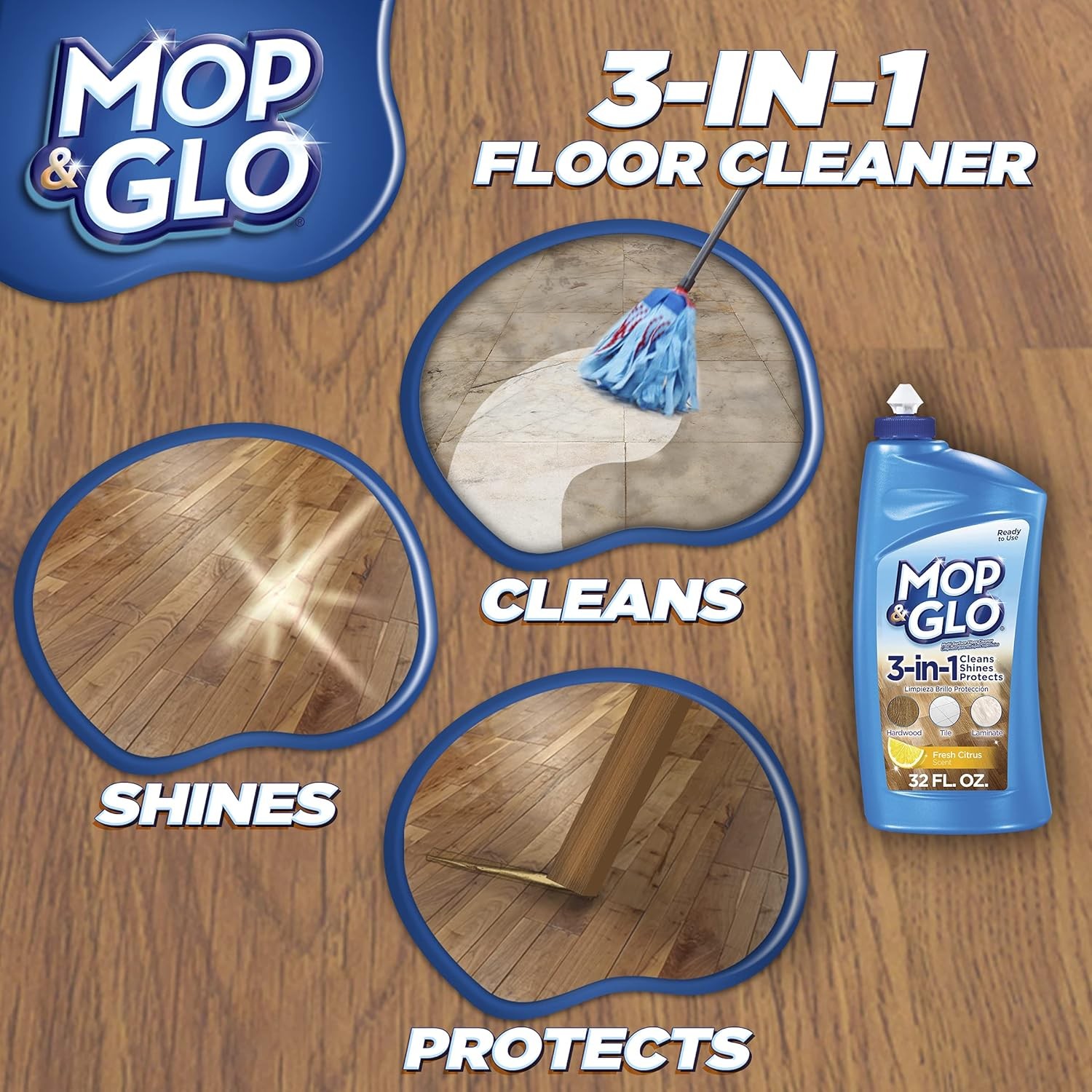 Professional Multi Surface Floor Cleaner Fresh Citrus Scent Shines Protect floor
