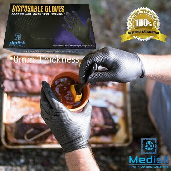 Mechanical HD Disposable Nitrile Gloves 8mm Powder Free & Latex Free (100pack)