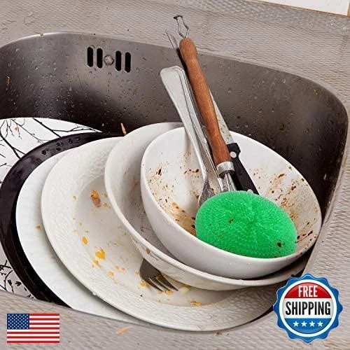 Blulu Plastic Dish Scrubbers for Dishes Pot Round Nylon Pad, Mesh Scouring No