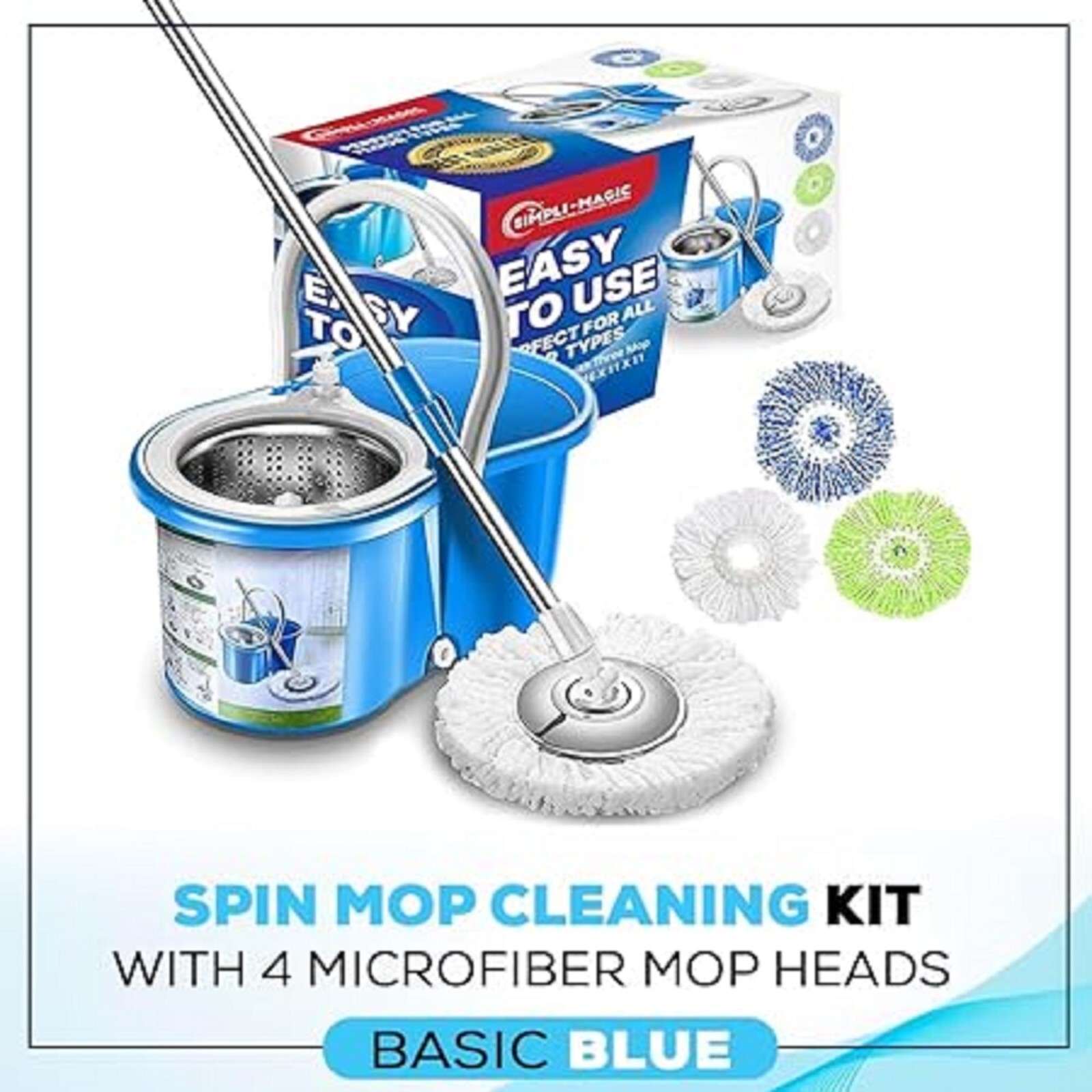 Limpieza De Pisos Microfibra Trapeador Giratorio 360 De Acero Inoxidable Systema