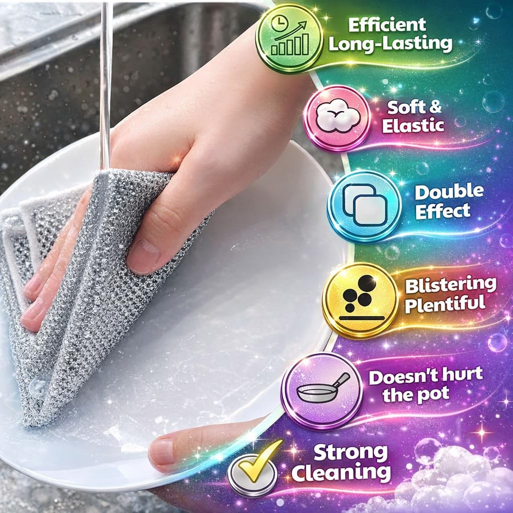 BD Prime Ventures Silver Mesh Dish Cloths 3 Layer – Non Scratch, Odor Free, Q…