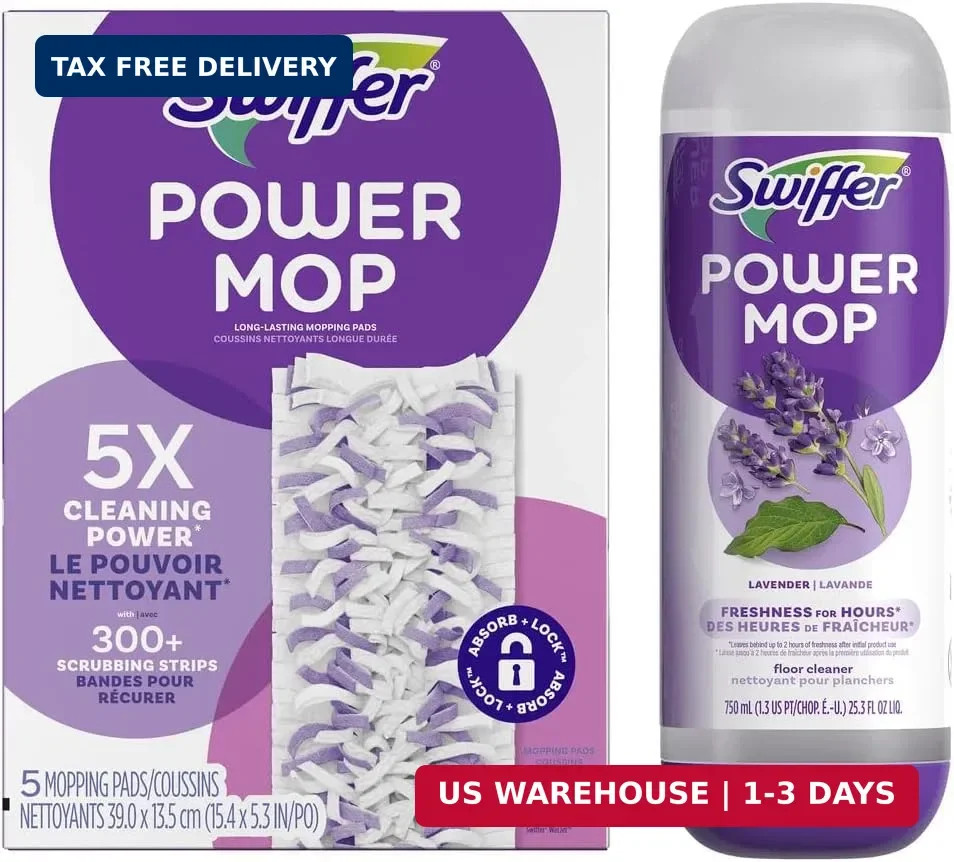 Swiffer Power Mop Refill Pack, Floor Cleaner for Mopping Tile, Vinyl, Laminate,
