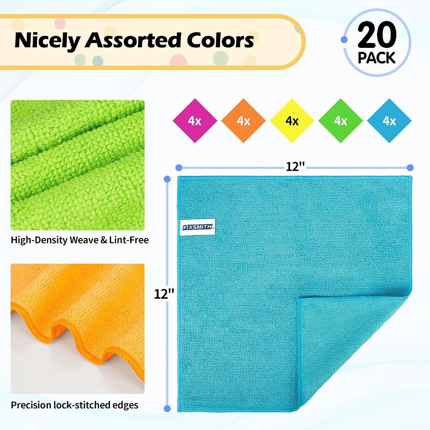 Microfiber Cleaning Cloth, 20 Pack Cleaning Rags, Cleaning Towels