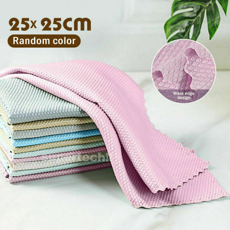 5PCS Kitchen Microfibre Nano Dish Washing Window Glass Cleaning Cloths Scale