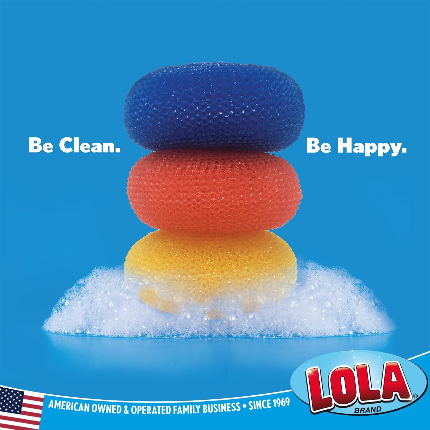 LOLA Plastic Mesh Scouring Pads – 3 Pack, 3.375″ x 3 Assorted Colors