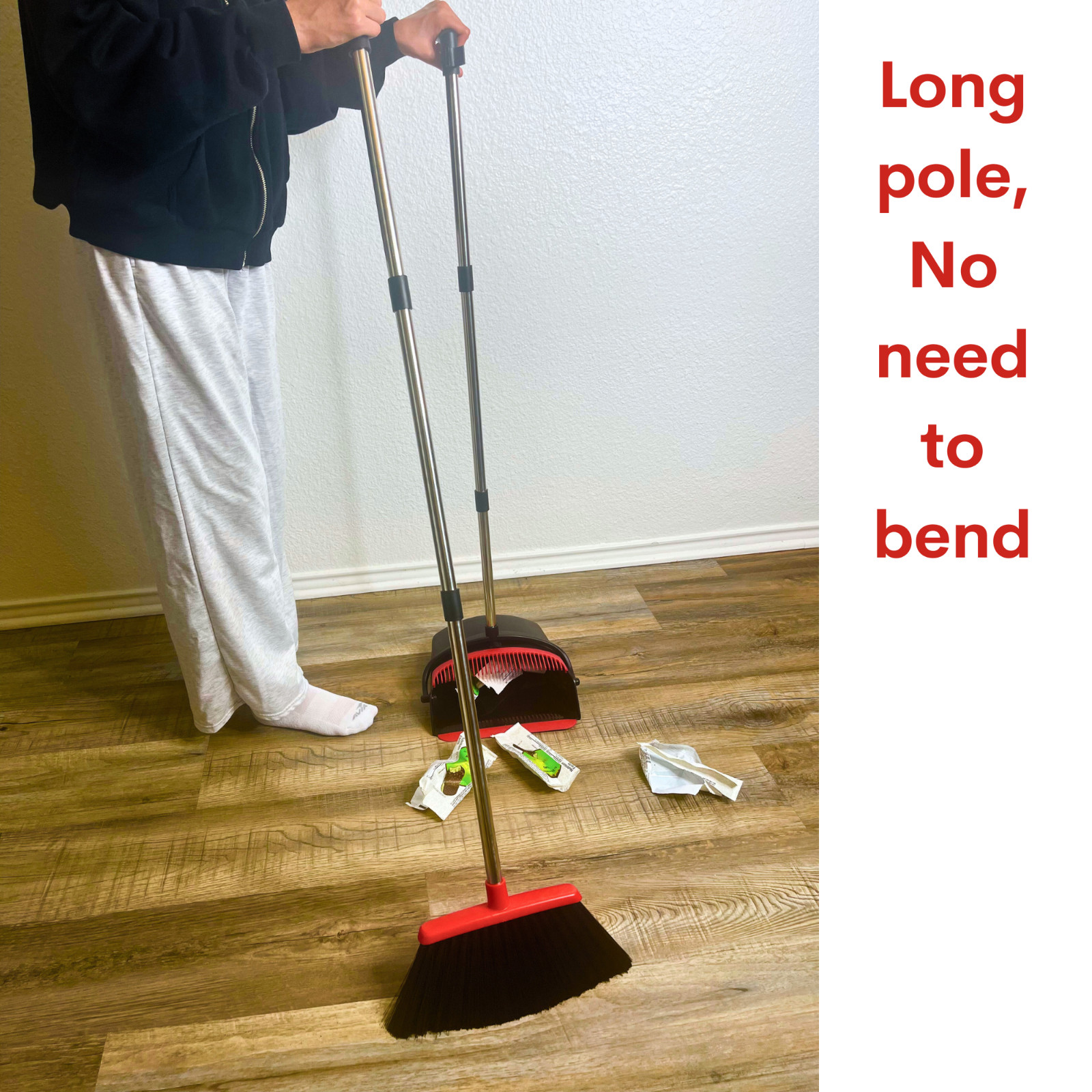 awnii Broom and Dustpan Combo Set, Adjustable Handle , for Home Offices Hotels