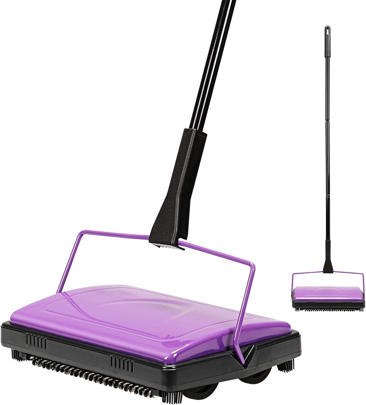 Yocada Carpet Sweeper for Low Carpets, Rugs, Pet Hair, Dust, Hand-Operated