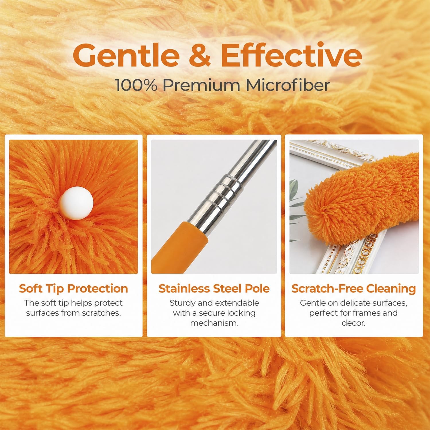 2 Pack Small Washable Microfiber Feather Dusters Orange Blue