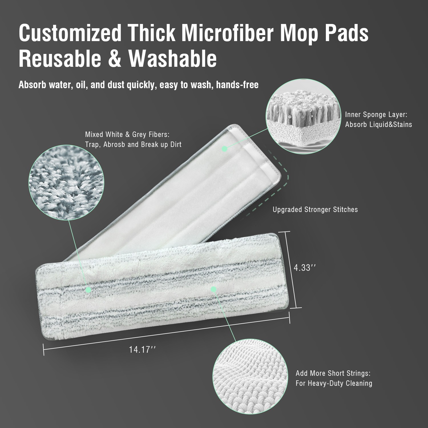 Hands Free Flat Mop and Bucket Set Floor Cleaning with 2pcs Microfiber Mop Pads