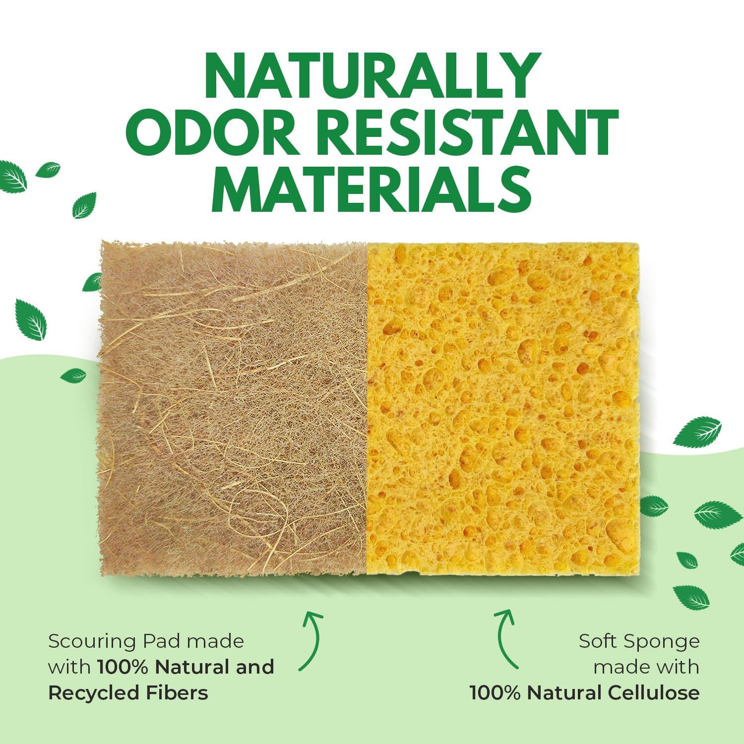 Natural Kitchen Sponges Pack Of 18 Biodegradable Cellulose And Coconut Husk Waln