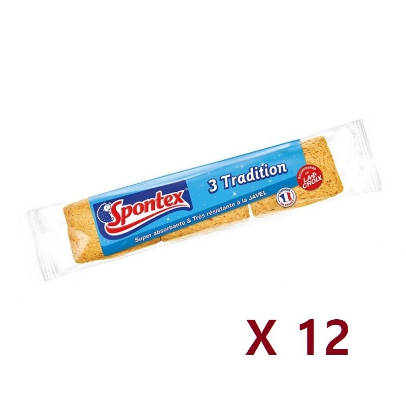 Spontex Sponges Tradition Super Absorbent Vegetable Cellulose 1Pack / 3ea x 12P