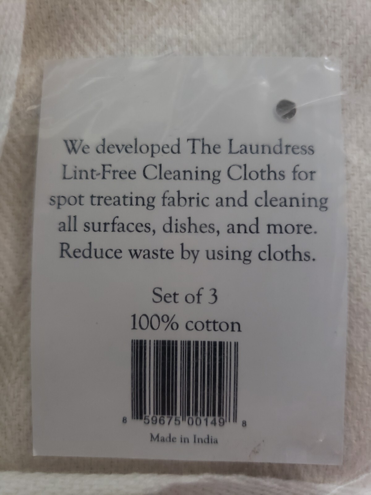 The Laundress – LINT-FREE CLEANING CLOTHS – 3 Pk – 100% Cotton – NEW – See Pics
