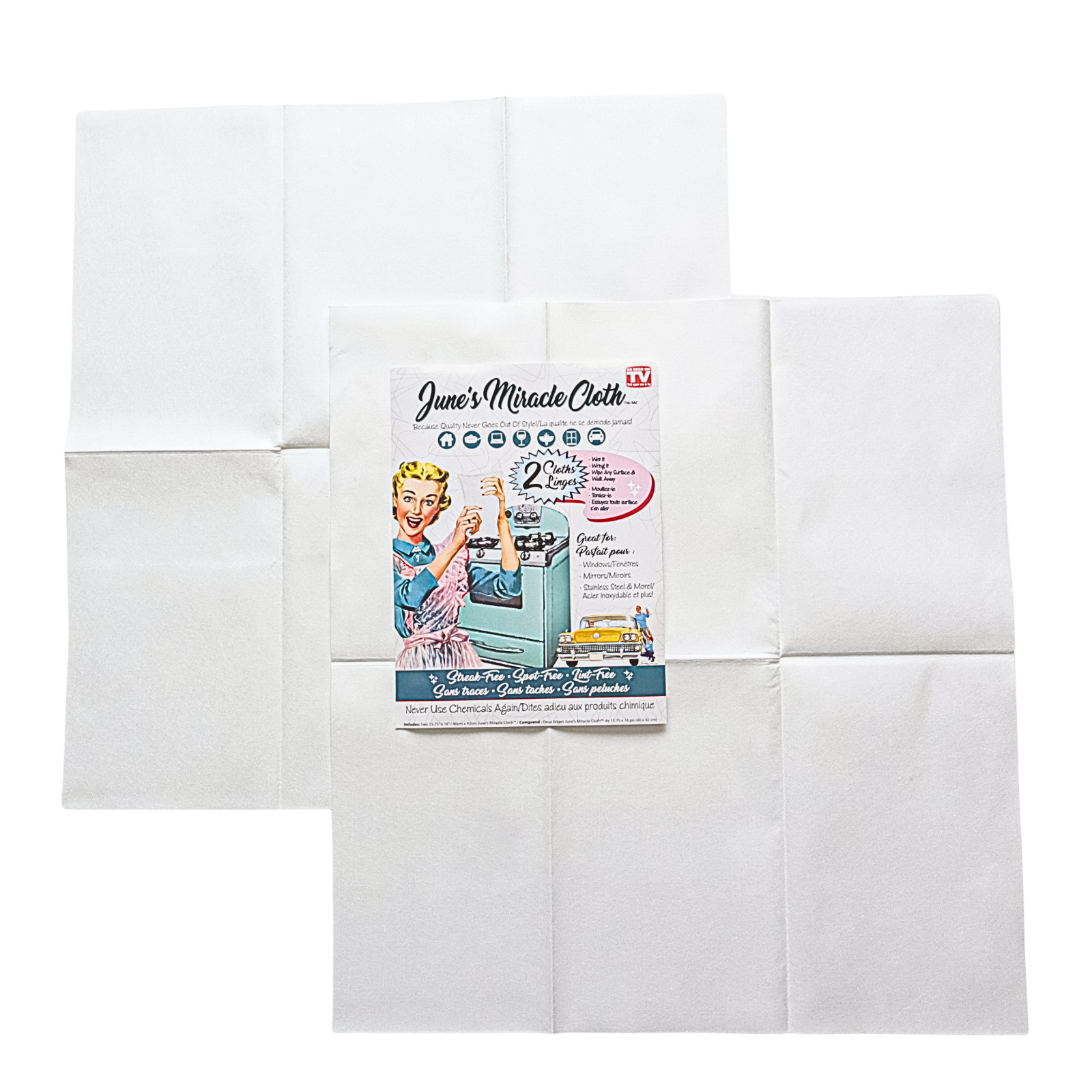 June’s Miracle Cloth 2-Pack – Streak-Free, Lint-Free Cleaning Towels (16″ x 16″)