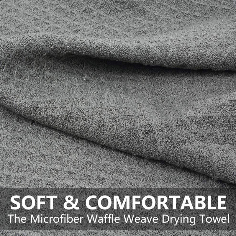 CarCarez Microfiber Waffle Weave Towel Large size 16″ x 24″ ,380 GSM ,Gray
