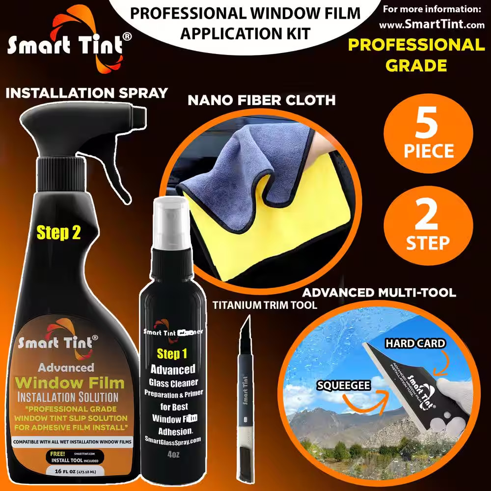 Window Film Install Kit with Glass Prep, Install Solution, Nano-Fiber Cloth, Tit