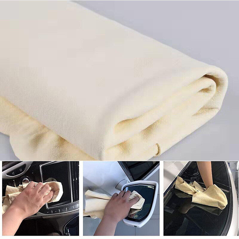 Natural Chamois Leather Car Cleaning Cloth Wash Drying Towel Absorbent Rag US