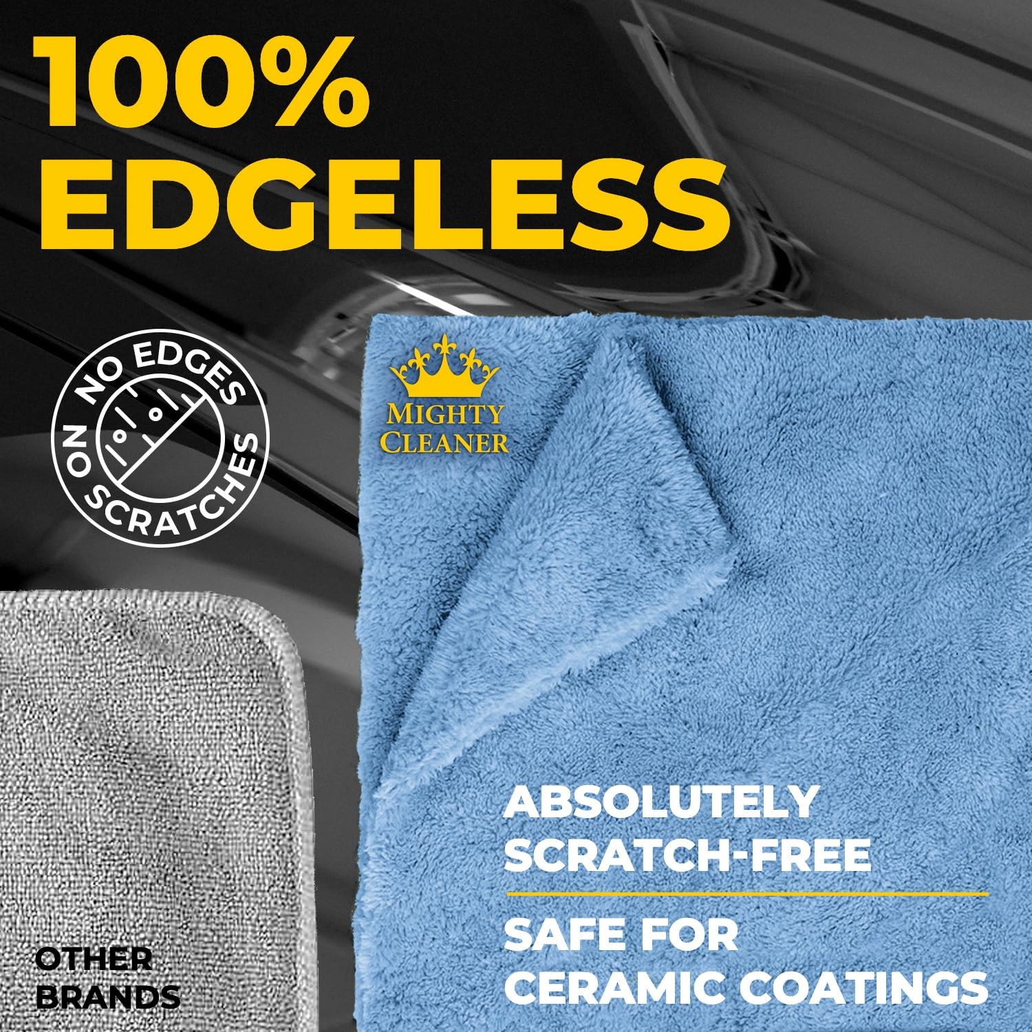 Ultra Absorbent Microfiber Towels for Cars 6 Pack Edgeless Cloths 12″x12″
