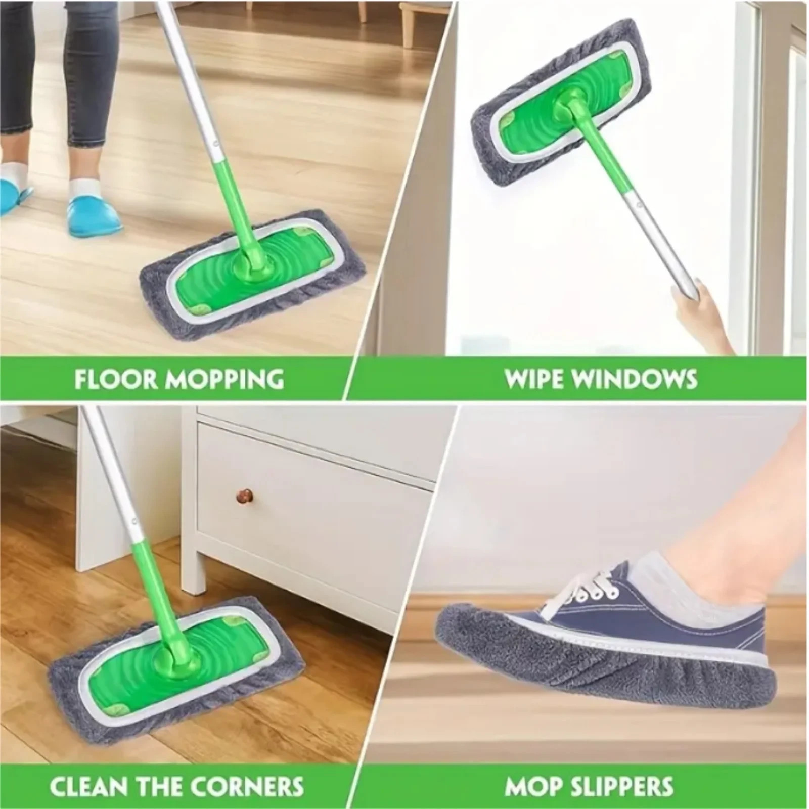 4 Reusable Mop Pads with High Water Absorption and Ultra-fine Fiber Cleaning Pad