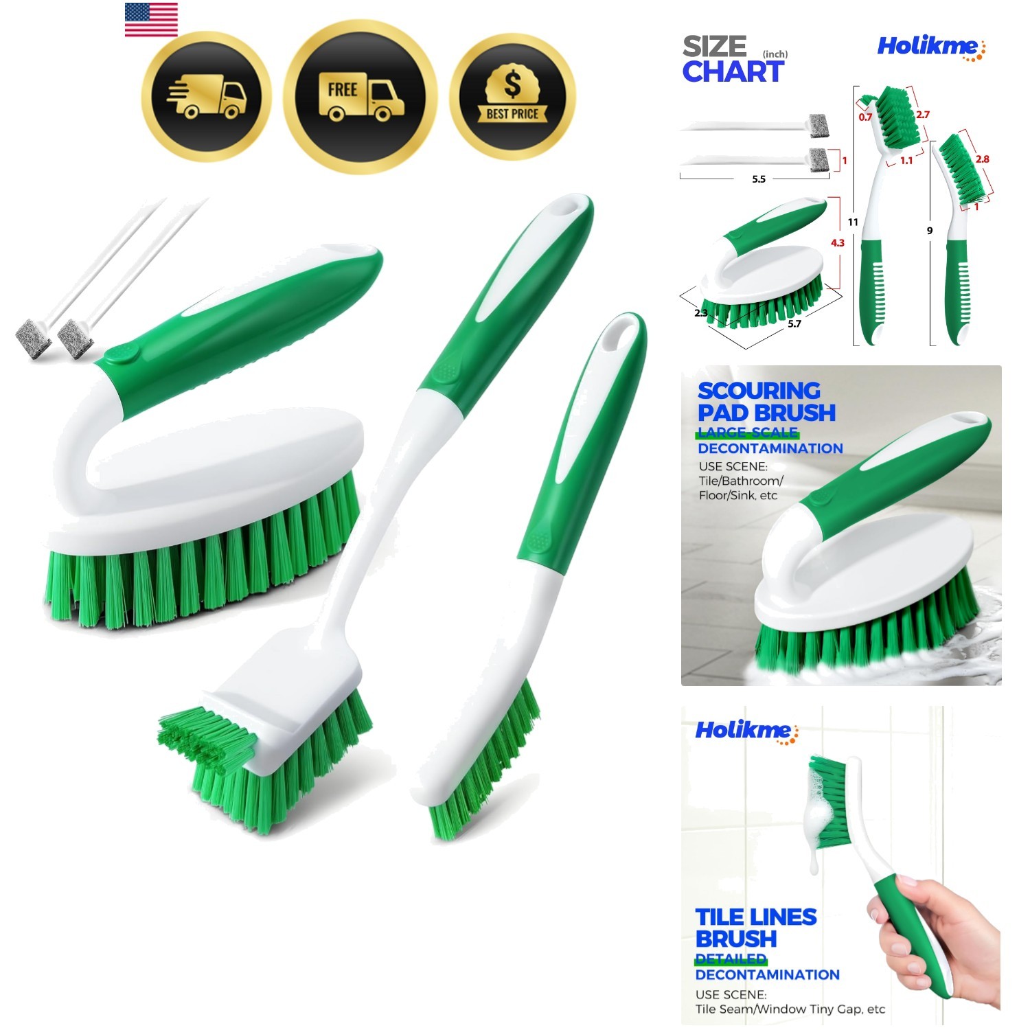 Cleaning Brush Set for Household Use, Scrub Brush, Kitchen Brush, Tile Lines …