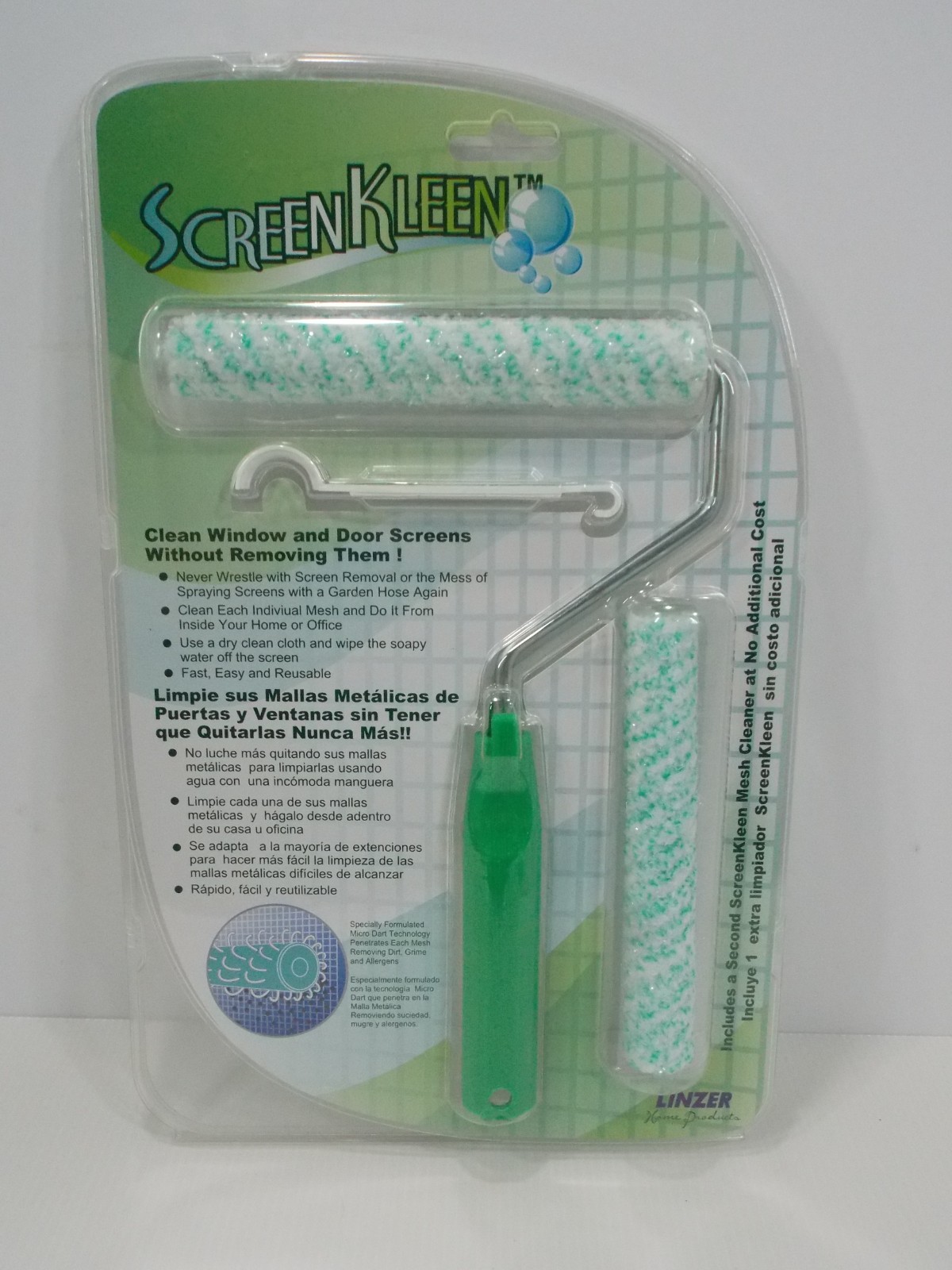 ScreenKleen Mesh Cleaner Window Door Screen Roller Tool Includes Extra Roller