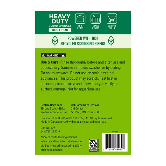 Scotch-Brite Heavy Duty Scrub Sponges Individually Wrapped- Cleaning Pads 24 ct