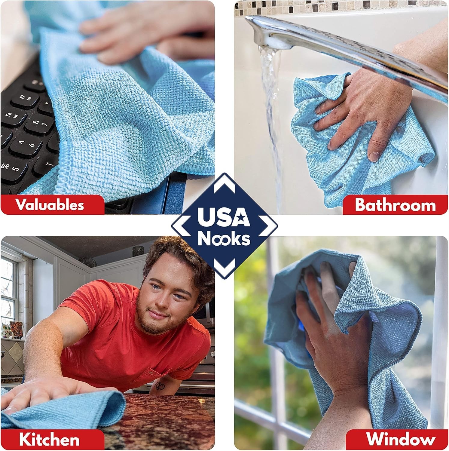 Microfiber Cleaning Cloths 12 Pack Turquoise Ultra Absorbent Car Towels