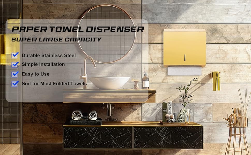 Comercial Paper Towel Dispenser Wall Mount, Stainless Steel Hand Towel Dispenser