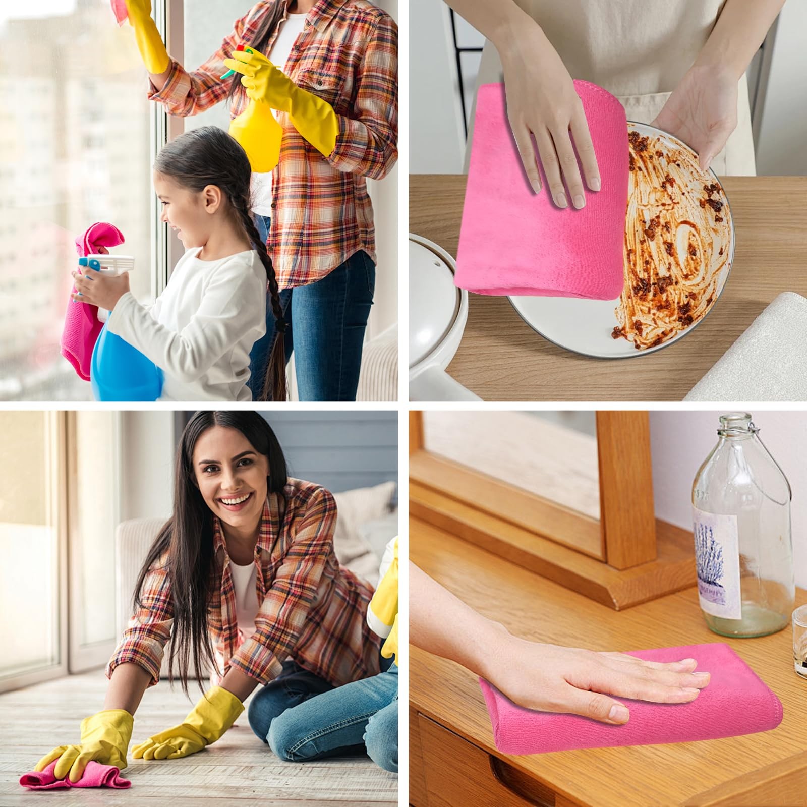 4 Pcs Multicolor Extra Large Microfiber Cleaning Cloth 30 x 20 Inch Reusable …