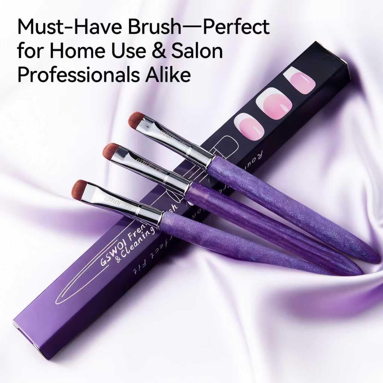 GSWOI French Tip & Nail Cleaning Brush – Dual Function Gel Polish F20, Purple