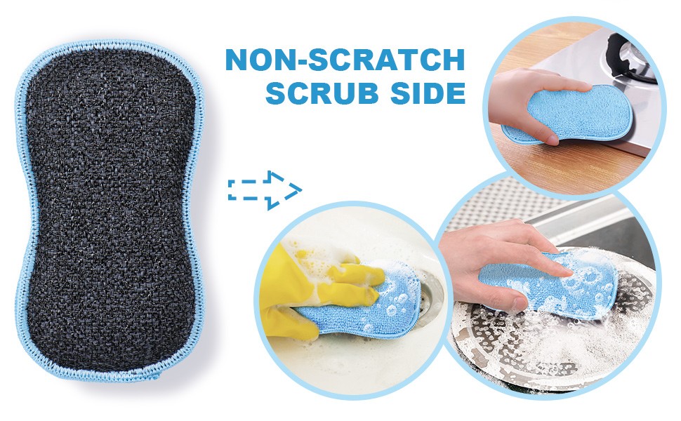 12 Pack Multi-Purpose Scrub Sponges Kitchen, Dish Sponge, Non-Scratch Microfiber